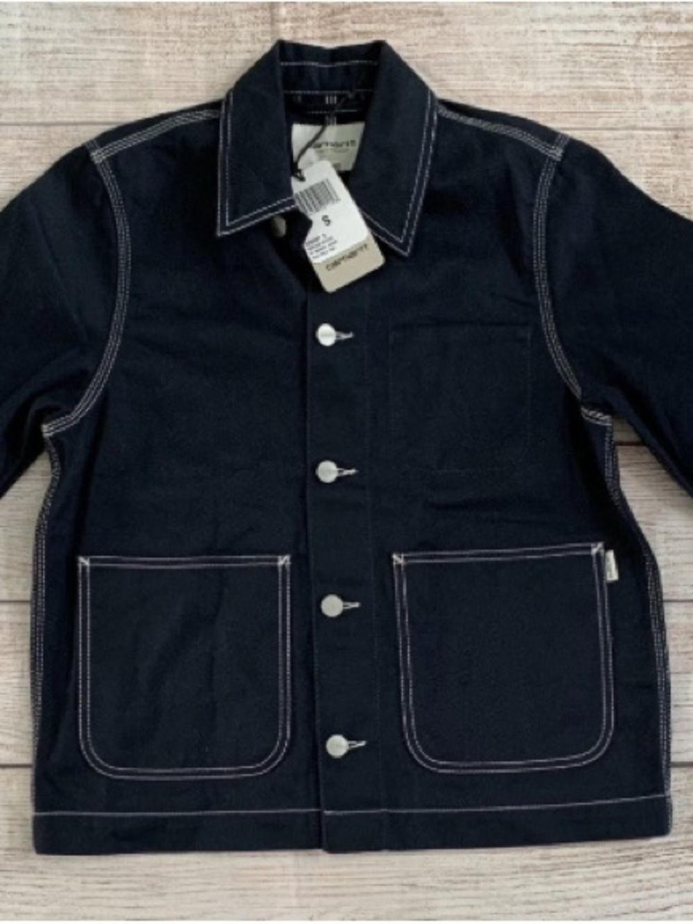 Carhartt WIP woman’s Small W' Medox Jacket Dark Navy Ridgid Denim Jean Jacket
